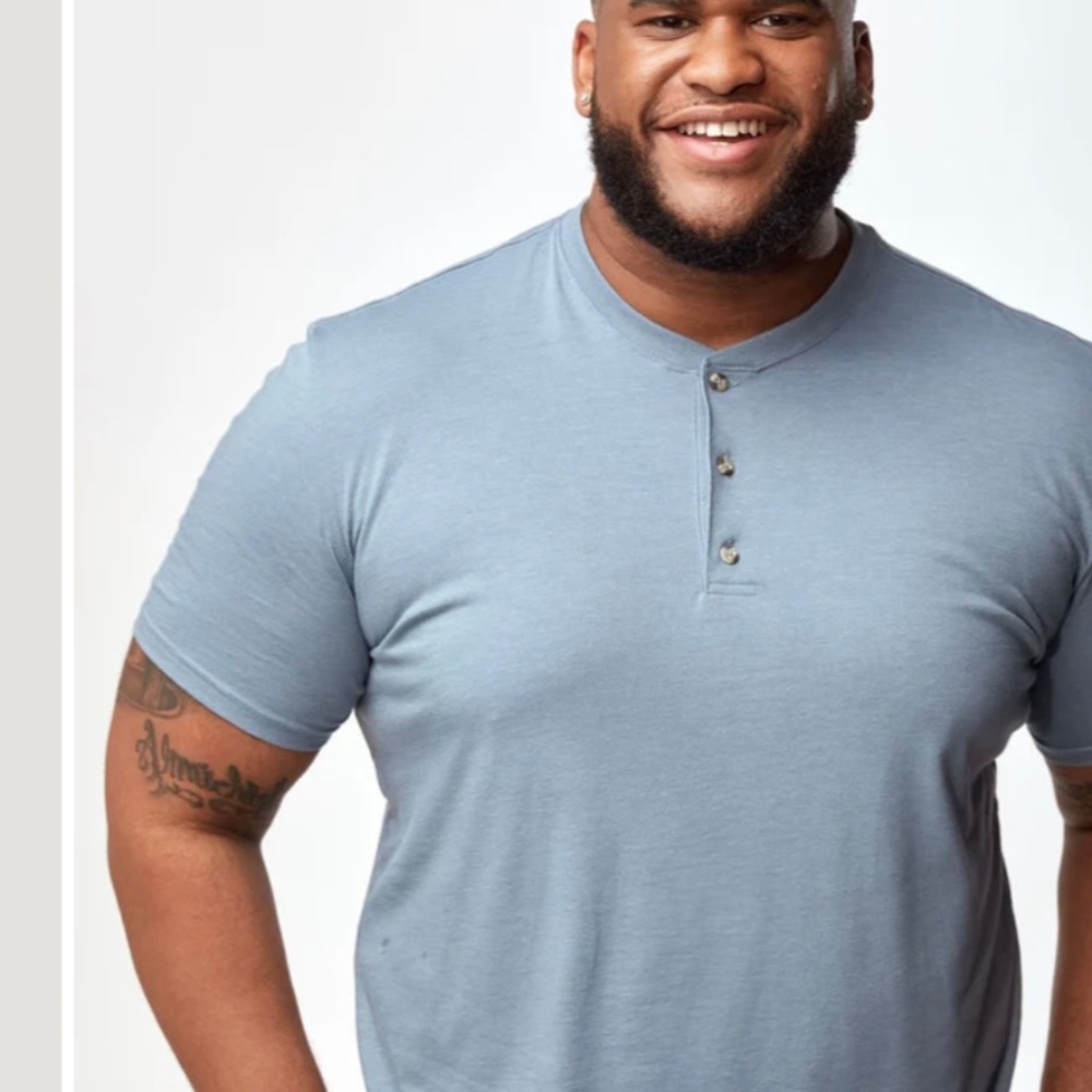 Fresh Clean Tees Men’s Short Sleeve Henley, Wedgewood - Picture 3 of 7